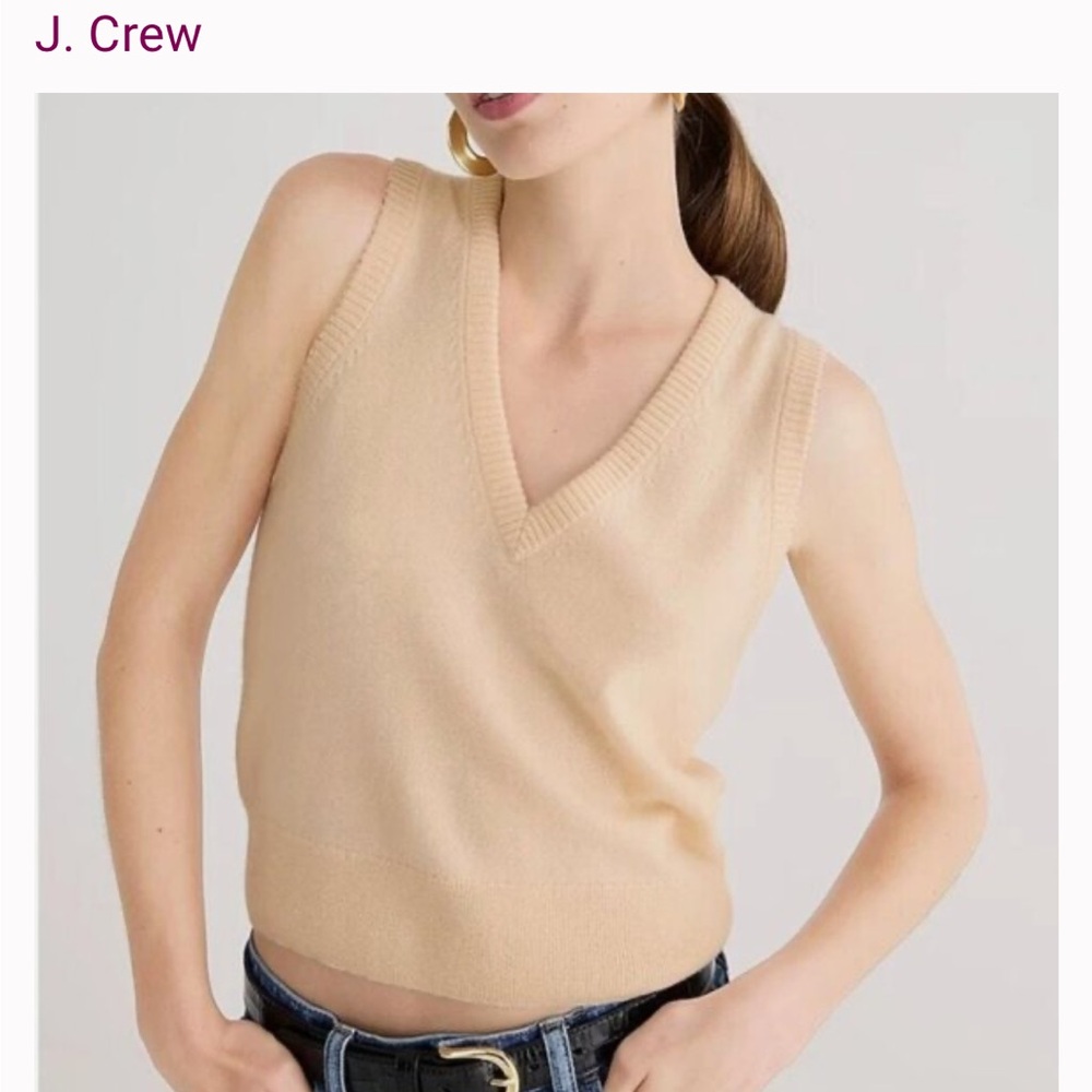 J. Crew Women's V-Neck Cream Sweater Vest